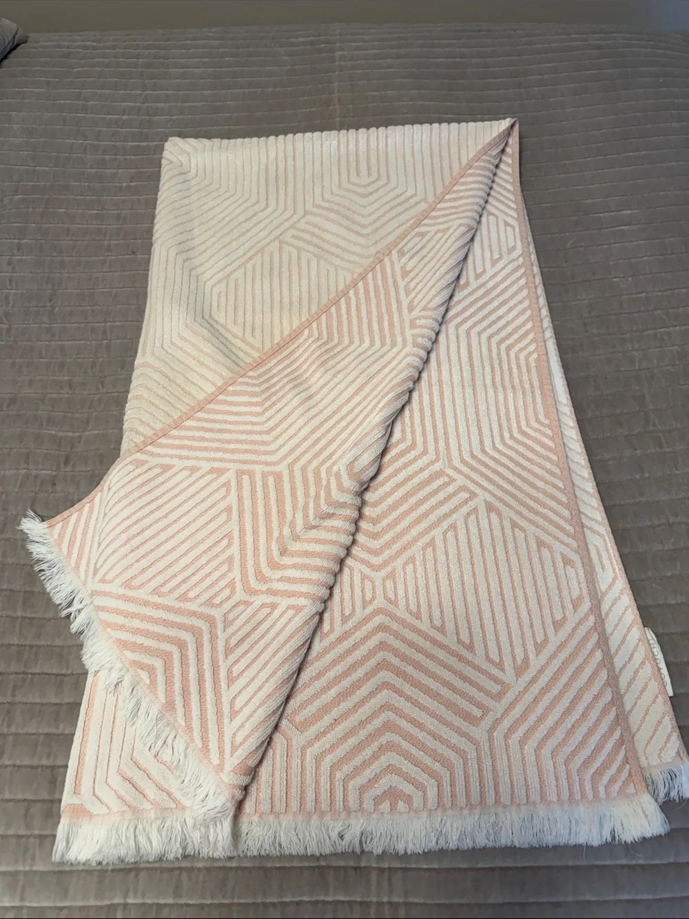 Coyuchi Organic Cotton Beach Towel – Geometric Pattern – Made in Portugal